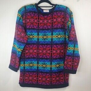 Beldoch popper multi color knitted vintage 80s sweater size 10